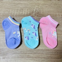 キッズ 女児 スニーカー丈 靴下 くつ下 ユニコーン 15-20 3足の画像