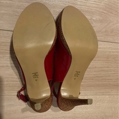 DIANA美品エナメル✖️ラタンオープントゥバックストラップピンヒールの画像