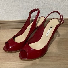 DIANA美品エナメル✖️ラタンオープントゥバックストラップピンヒール