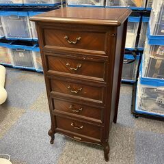 【中古品】東海家具 Sri Tokai 5段ウッドチェスト 猫脚 カブリオールレッグ クラシック アンティークの画像