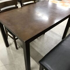 ダイニングセット4人用 茶/黒 W(幅)115.0×D(奥行き)75.0×H(高さ)70.0cm ※クリーニング済みの画像