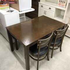 ダイニングセット4人用 茶/黒 W(幅)115.0×D(奥行き)75.0×H(高さ)70.0cm ※クリーニング済みの画像