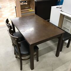ダイニングセット4人用 茶/黒 W(幅)115.0×D(奥行き)75.0×H(高さ)70.0cm ※クリーニング済みの画像