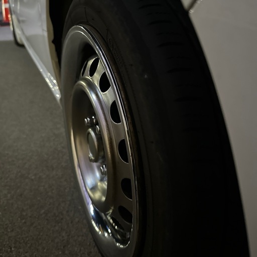 即乗り　155/55R14 5.5j鏡面磨き引っ張りタイヤ　