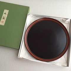 京漆匠平安象彦 朱金線丸盆 お盆(大)訳あり  