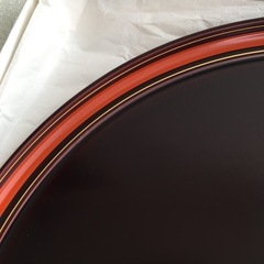 京漆匠平安象彦 朱金線丸盆 お盆(大)訳あり  の画像