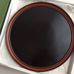 京漆匠平安象彦 朱金線丸盆 お盆(大)訳あり  の画像