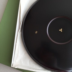 京漆匠平安象彦 朱金線丸盆 お盆(大)訳あり  の画像