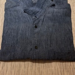 フランス CELIO メンズ 美品麻混シャツLサイズ