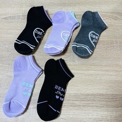女児 スニーカー丈 靴下 くつ下 メッシュ生地 19-24cm 5足セットの画像