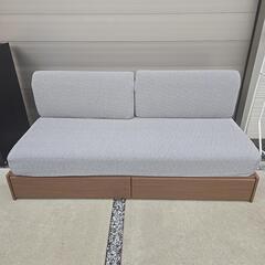 美品 ニトリ ポケットコイルソファ ソファベッド ソファーベッド セミシングルベッドの画像