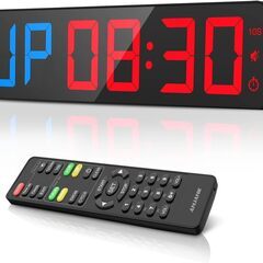 ANJANK ジムタイマー 大型 LEDディスプレイ 壁掛け時計...