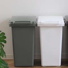 ゴミ箱、グリーンホワイト2点の画像