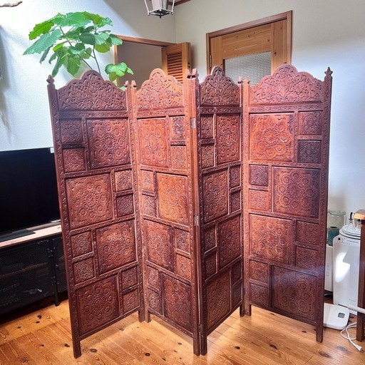 【交渉中】インドネシア産　アンティーク　ヴィンテージ　木彫りのパーテーション