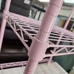 リサイクルショップどりーむ天保山店　No14469　メタルラック　３段ラック　ピンクカラーの画像