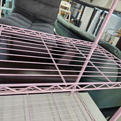 リサイクルショップどりーむ天保山店　No14469　メタルラック　３段ラック　ピンクカラーの画像