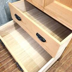 ss6770　 洋服箪笥 2段重ね 桐たんす 吊り下げ 引き出し2杯 桐箪笥 桐タンス 桐製 衣装たんす 洋服収納 ワードローブ クローゼット レトロ 無塗装 ロング丈 洋服箪笥 中古の画像