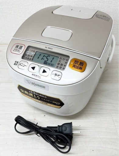 【中古品】ZOJIRUSHI 象印 炊飯器 3合 マイコン式 極め炊き NL-BB05 炊飯器 ホワイト 2017年製 キッチン家電