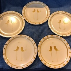 【引き取り限定】中古品　たち吉　鳥モチーフ　平皿　丸皿　5枚セット