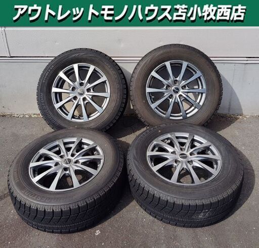 現状品 15インチ Exceeder 5穴 アルミホイール4本セット タイヤ付き スタッドレス 冬タイヤ ブリヂストン BLIZZAK VRX 苫小牧西店