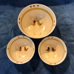 【引き取り限定】中古品　たち吉　鳥モチーフ　深皿3枚セット