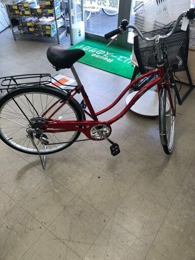 Ｊ6028　自転車　レッド　26インチ　変速6ギア