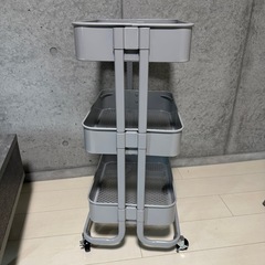 アイリスプラザ キッチンワゴン ツールワゴン 3段 キャスター付 グレー T- KW-L002の画像