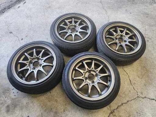 アルミホイール 15x7.0J オフセット+30 4穴 PCD100タイヤ付き