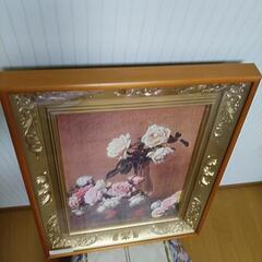 豪華な額入りバラの花絵　木製額の画像