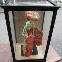 ☆台付日本人形 七枚笠 着物美人 ケース付き◆華麗で優雅な凛とし...