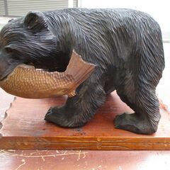 ☆木彫り熊 置物 木製 熊彫 ◆お部屋にクマの息吹を