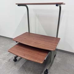 パソコンデスク スライド式キーボードテーブル 木目