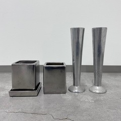 オシャレ 鉢植え 観葉植物 花瓶 シルバー ４個セット まとめ売り　の画像