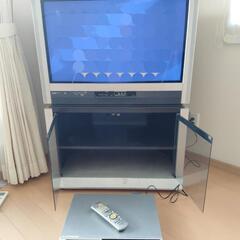 ブラウン管カラーテレビ　テレビ台　DVDレコーダー(リモコン付き...