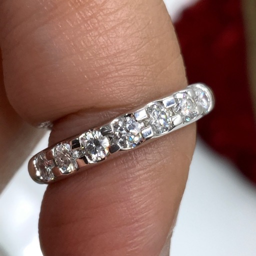 Pt900 プラチナ900 ハーフエタニティ　ダイヤ　リング　4.8g