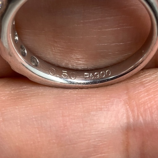 Pt900 プラチナ900 ハーフエタニティ　ダイヤ　リング　4.8g