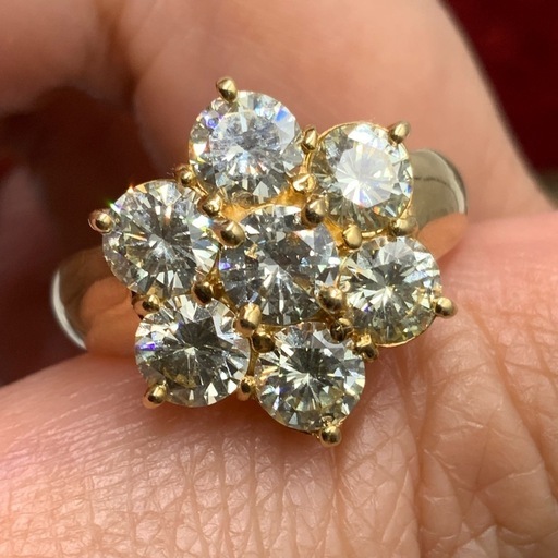 K18 フラワー　ダイヤモンド　指輪　7.5g 2.21ct