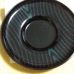 ◆【木製・漆器茶托】　①水色に近い、緑系ライン柄。　の画像