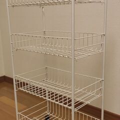 スチールワゴン キャスター付き 4段 ホワイト