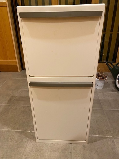 ホワイト 二段式ごみ箱 プラスチック製