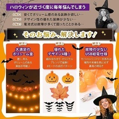 ハロウィン 飾り付け 装飾 ガーランド（ジャック&リーフver.）USB給電の画像