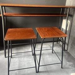 カウンターテーブル、チェア2つセット