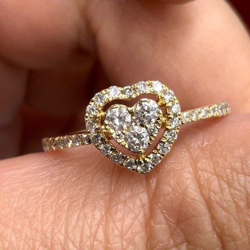 K18 18金　ダイヤリング　デザインリング　2.1g 0.4ct