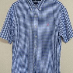 ラルフ・ローレン/半袖/L/ブルー/ギンガムチェック