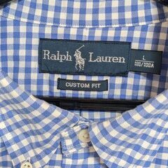 ラルフ・ローレン/半袖/L/ブルー/ギンガムチェックの画像