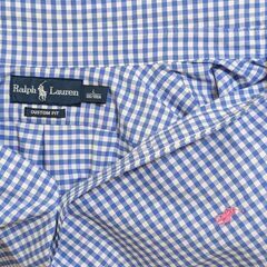 ラルフ・ローレン/半袖/L/ブルー/ギンガムチェックの画像