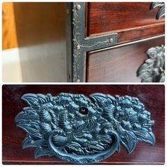 s0927601 箪笥 彫金 金具 時代箪笥 引き出し 小物入れ レトロ 昭和 手許箪笥 和家具 家具 アンティーク コレクション チェスト 中古品の画像