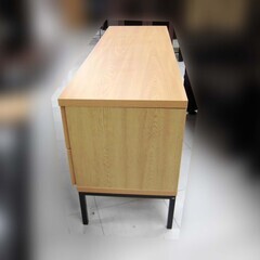 テレビボード 幅120×奥行43×高さ58cm ナチュラル＆ブラック 引き出し収納付き テレビ台 リビングボード ローボード TVボード 収納家具 苫小牧西店の画像