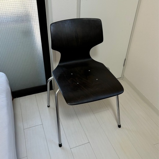【引越し処分価格】【本日お渡し希望】希少　オランダ ヴィンテージ 60s スクール スタッキングチェア 木製 ブラウン アンティーク