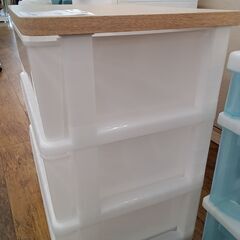 ★ジモティ割あり★  プラチェスト ホワイト×木目調 H63×D41×W55.5 クリーニング済み MT2359の画像